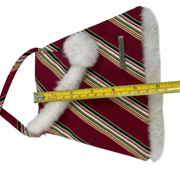 Longaberger Holiday Stripe Homestead Crossbody Purse Faux Fur - Picture 10 of 12